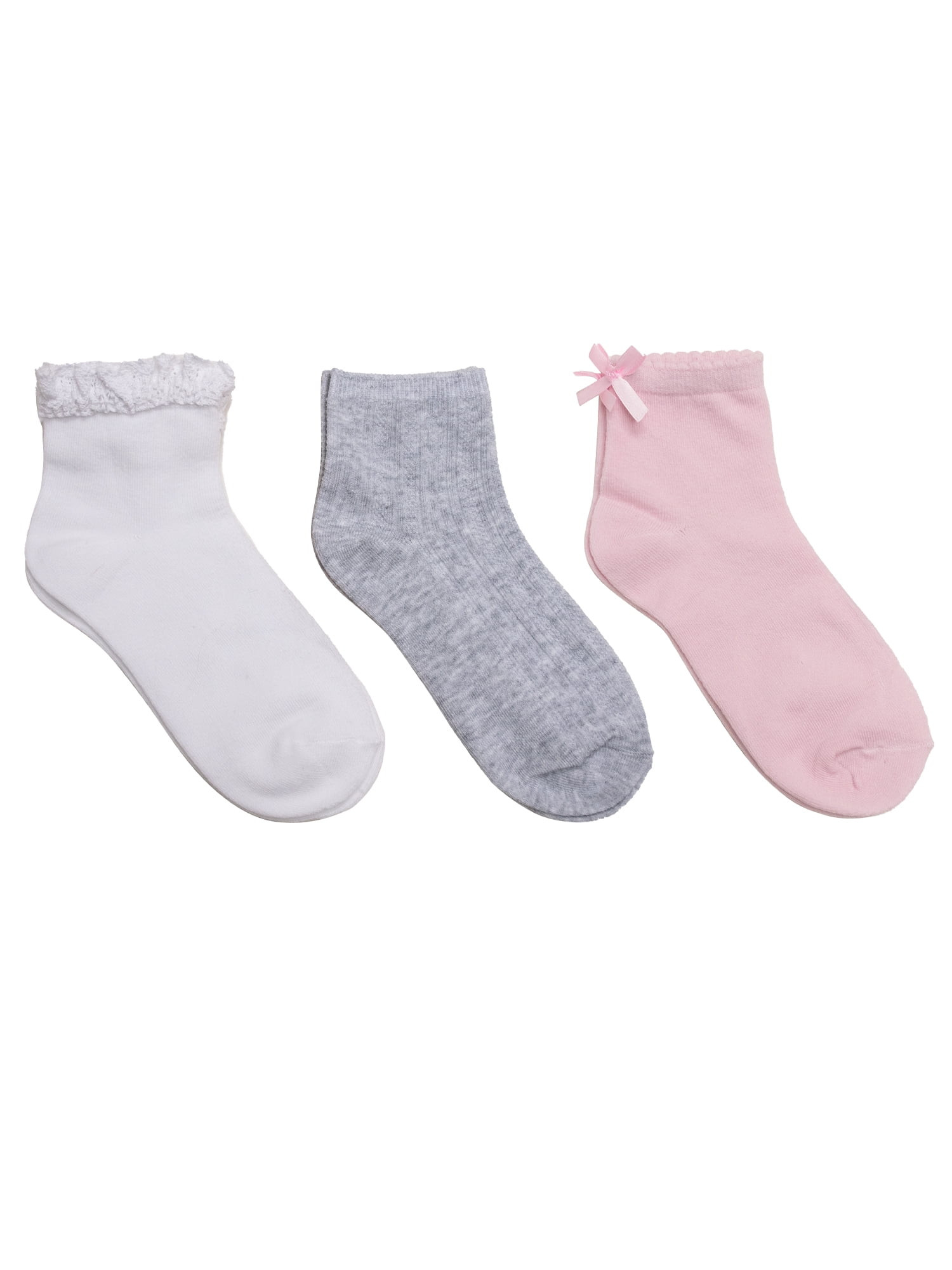 Wonder Nation Girls' Ankle Socks, 3-Pack, Sizes S-L | Walmart (US)