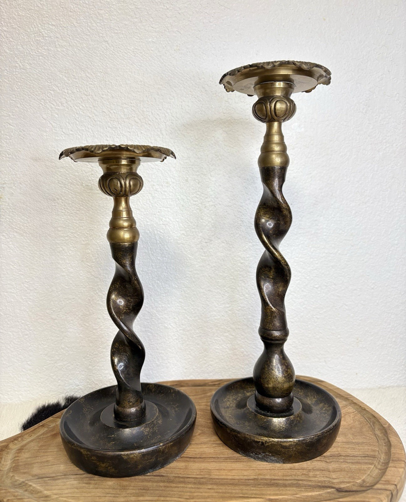 Pair Vtg Southern Living At Home Barley Twist Candle Holders Brass Bronze 13" | eBay US