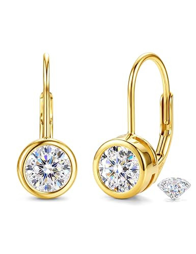 GEMQUEEN Moissanite Earrings 925 Sterling Silver Leverback Earrings 1.2-2CT | Hypoallergenic 18K ... | Amazon (US)