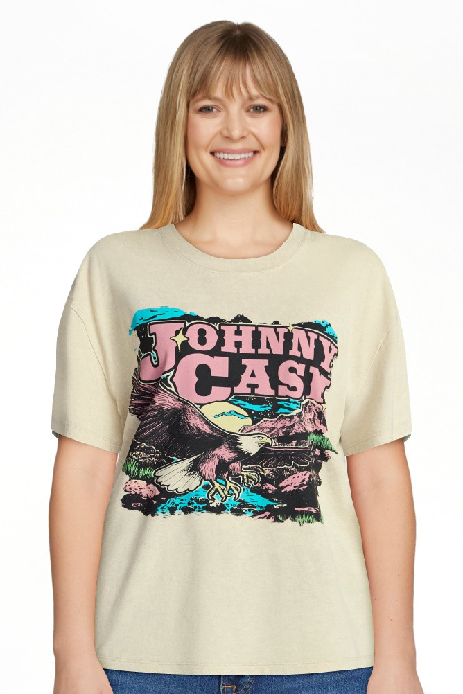 Johnny Cash Women's Graphic Print Tour Tee with Short Sleeves, Sizes XXS-XXL | Walmart (US)
