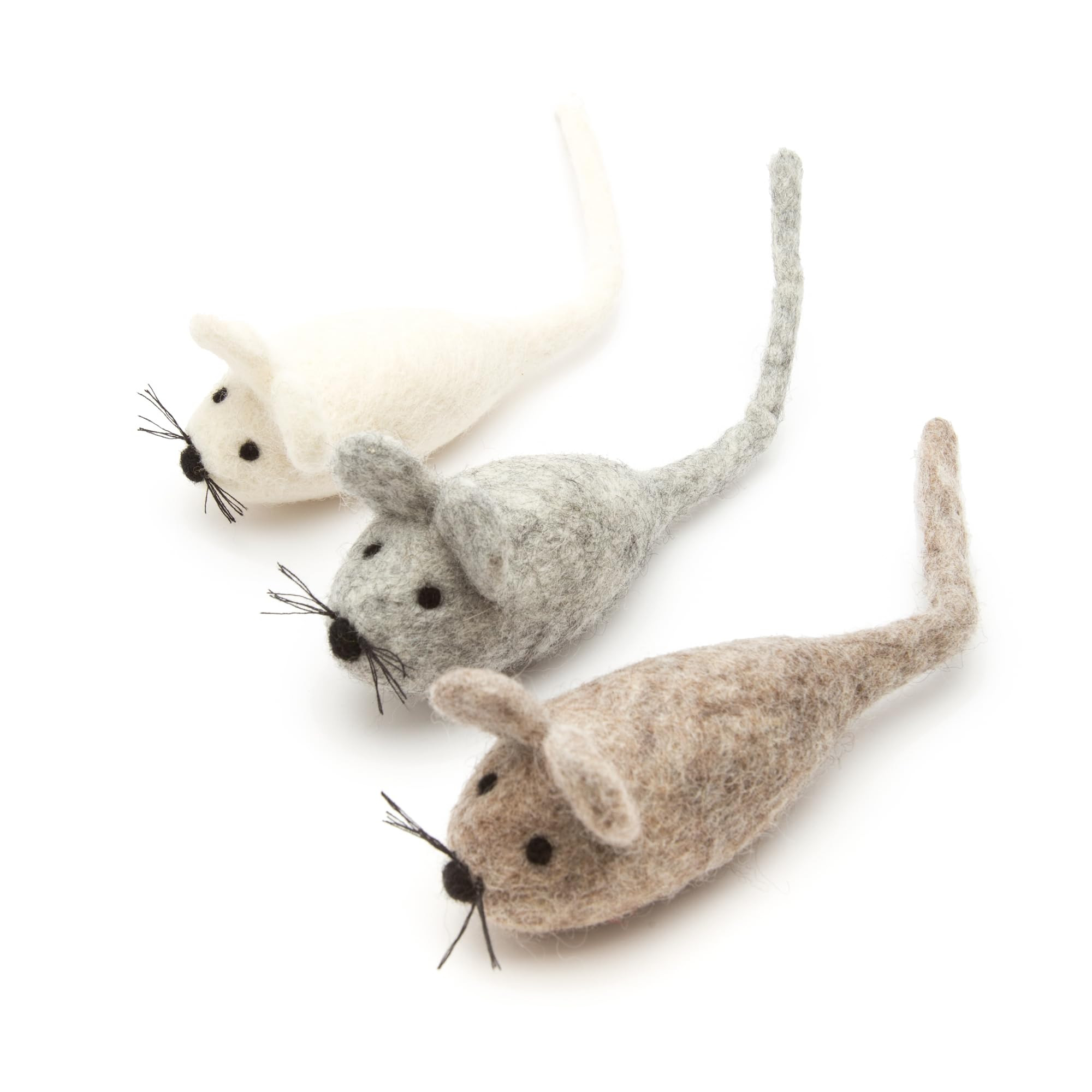 Glaciart One Felt Mouse Cat Toy – 3 Pcs | Soft Fuzzy Enrichment 100% Natural Wool - Interactive... | Amazon (US)