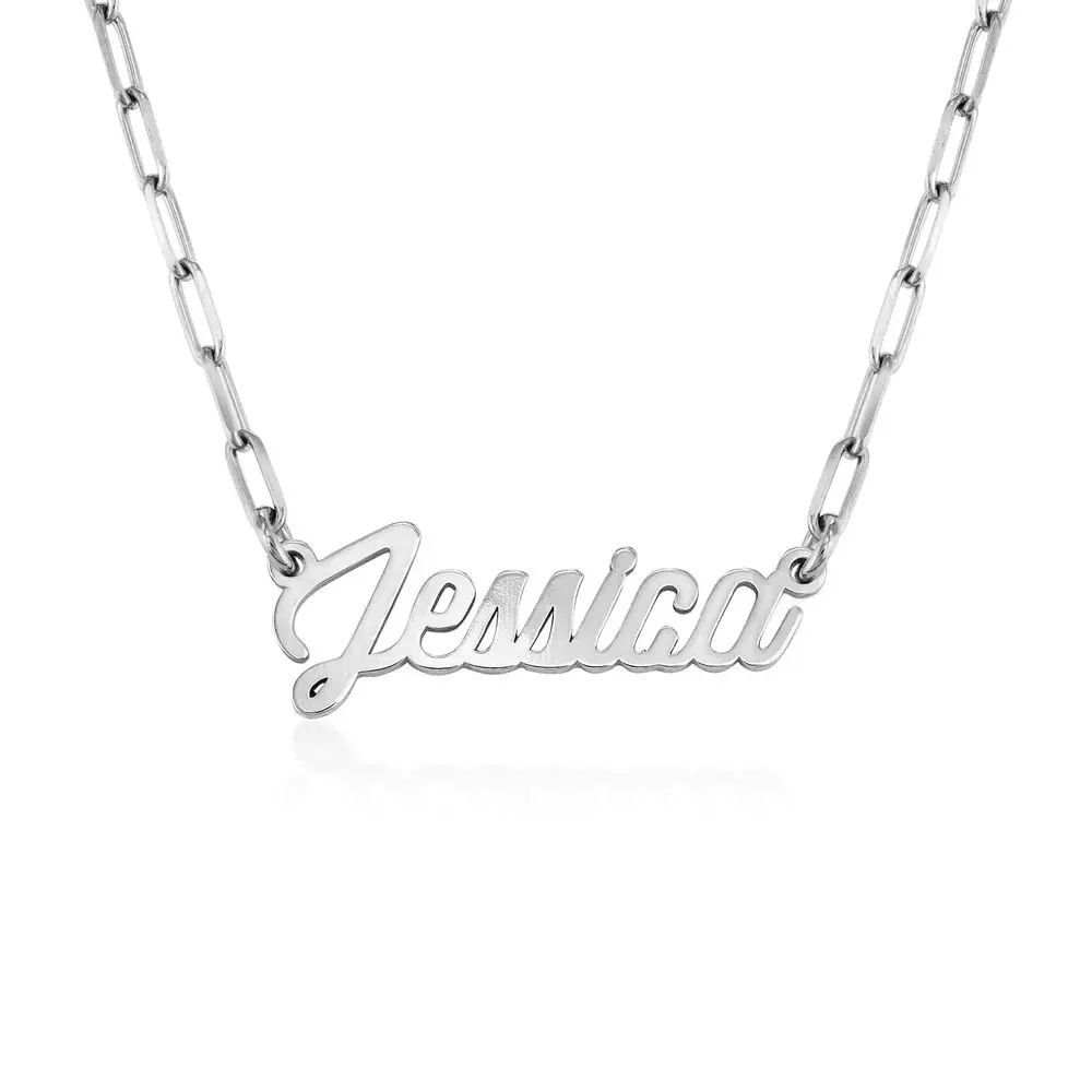 Paperclip Script Name Necklace in Sterling Silver | MYKA