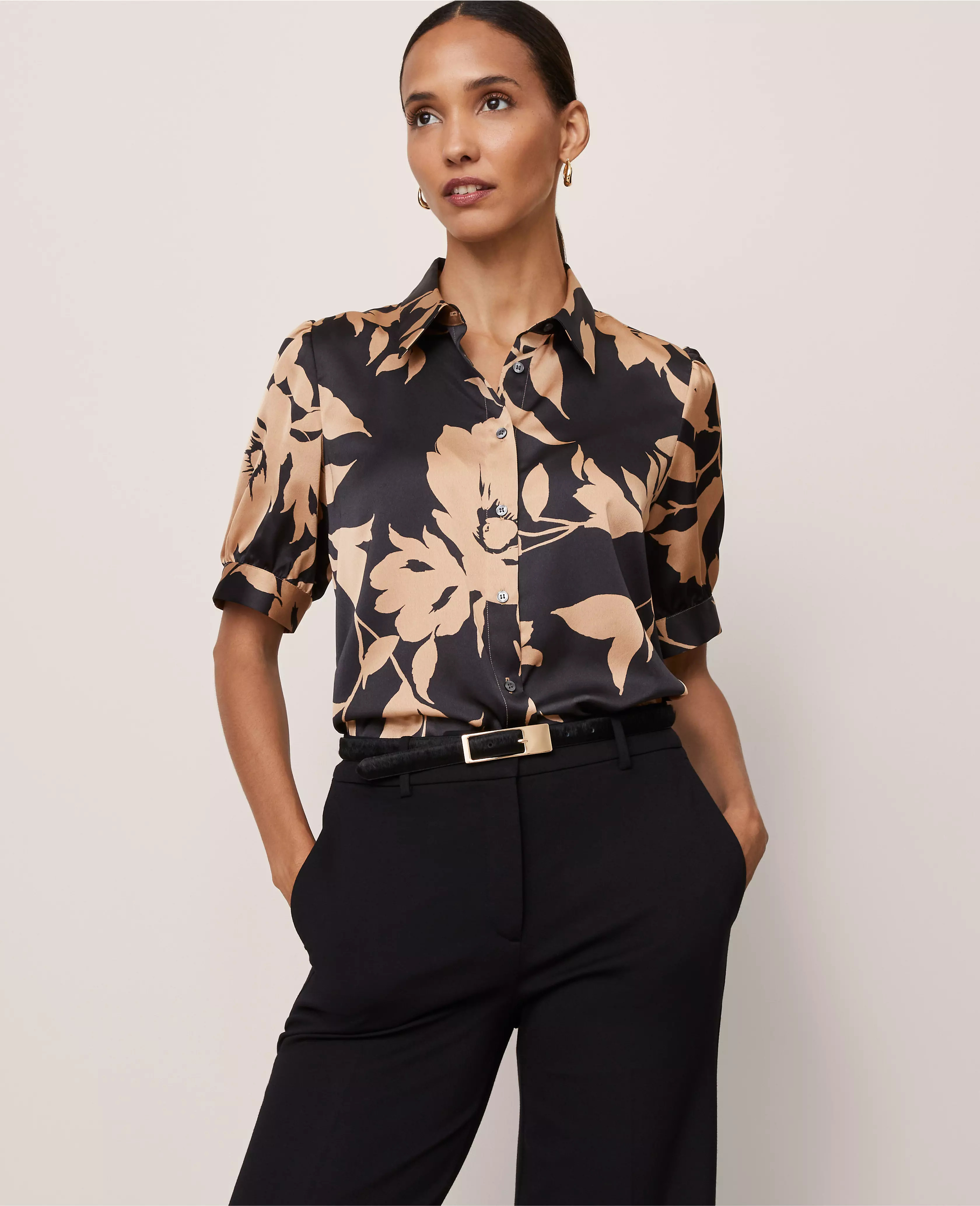 Floral Satin Blouse | Ann Taylor