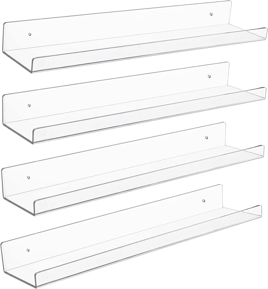 HBlife 15 Inches Invisible Wall Floating Bookshelf for Kids and Nursery, Clear Acrylic Shelves fo... | Amazon (US)