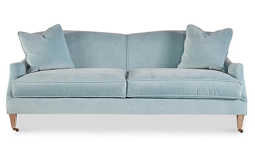 Magnolia Velvet Sofa, Ice Blue Velvet Velvet | One Kings Lane