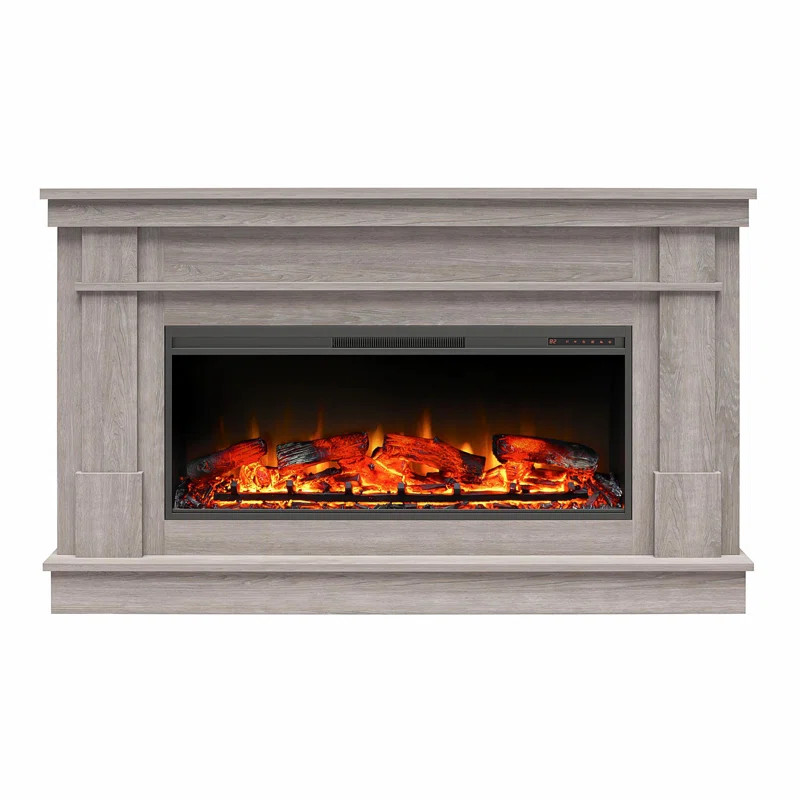 Ashmun Wide Mantel With Linear Electric Fireplace | Wayfair North America