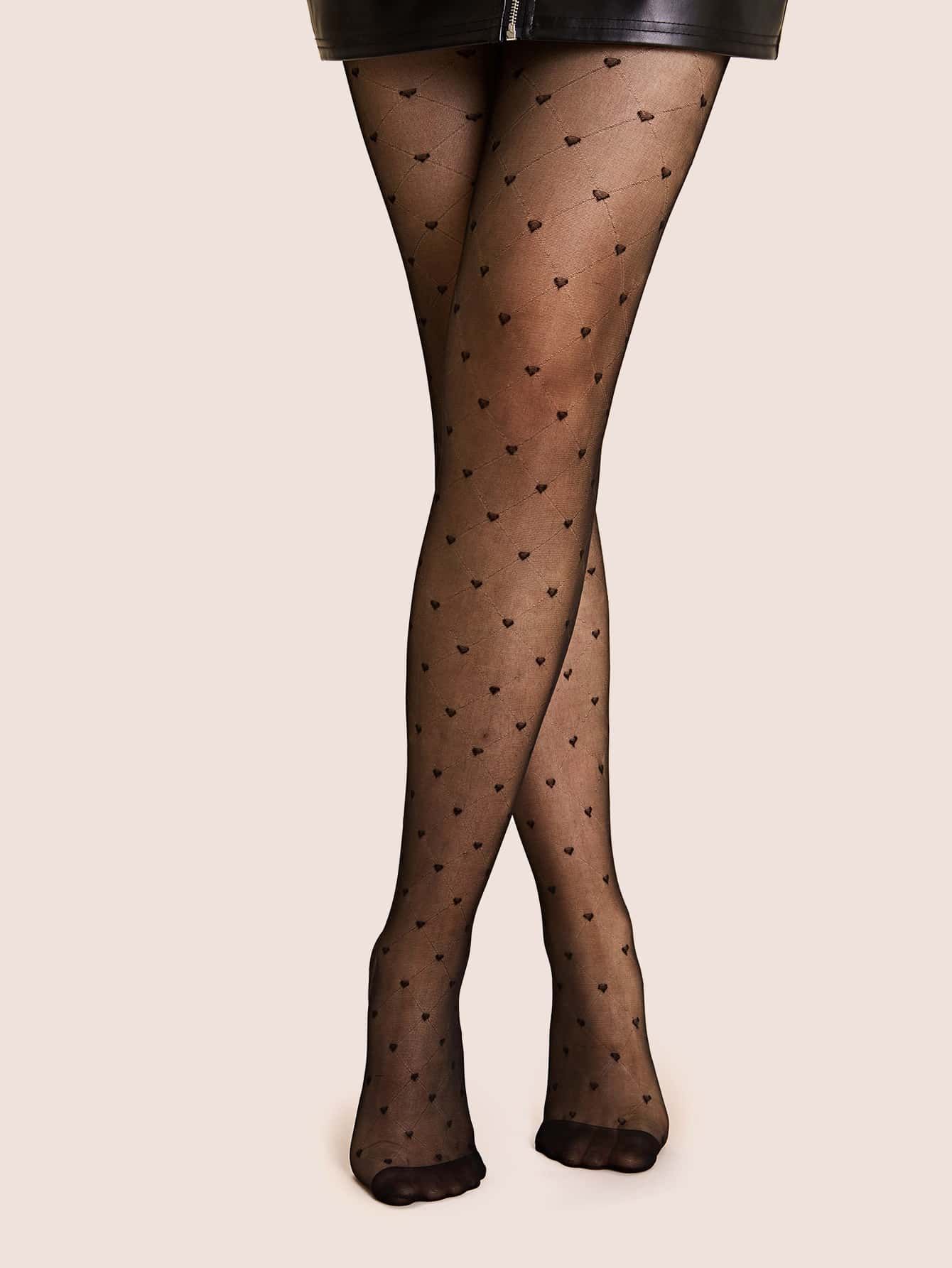 Plaid Pattern Mesh Long Stockings | SHEIN