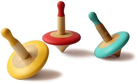 Shumee Wooden Spin Tops (3 Pcs) - Colorful Organic Spinning Toy for Balance & Coordination Skills... | Amazon (US)