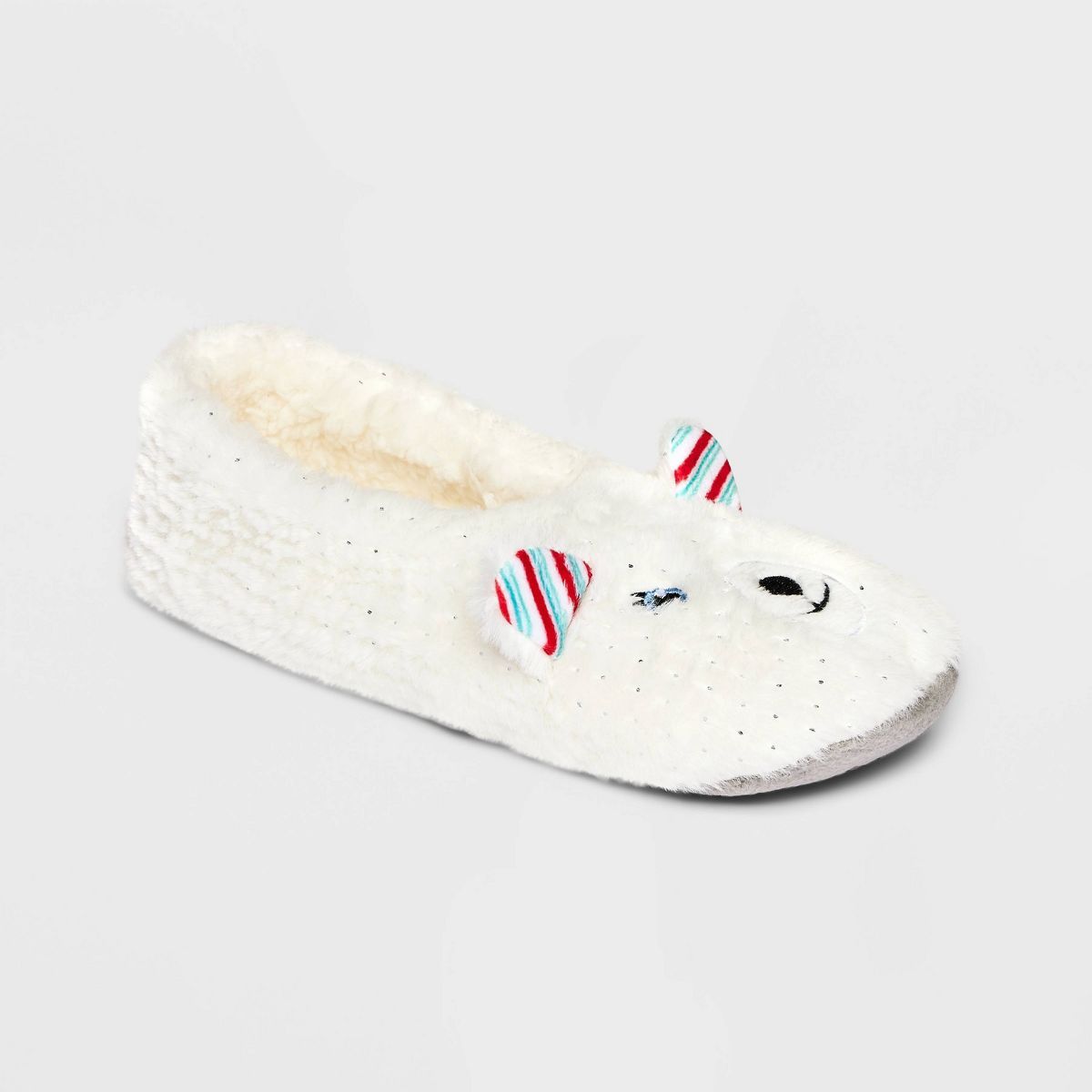 Women's Polar Bear Faux Fur Pull-On Slipper Socks with Grippers - Wondershop™ White | Target