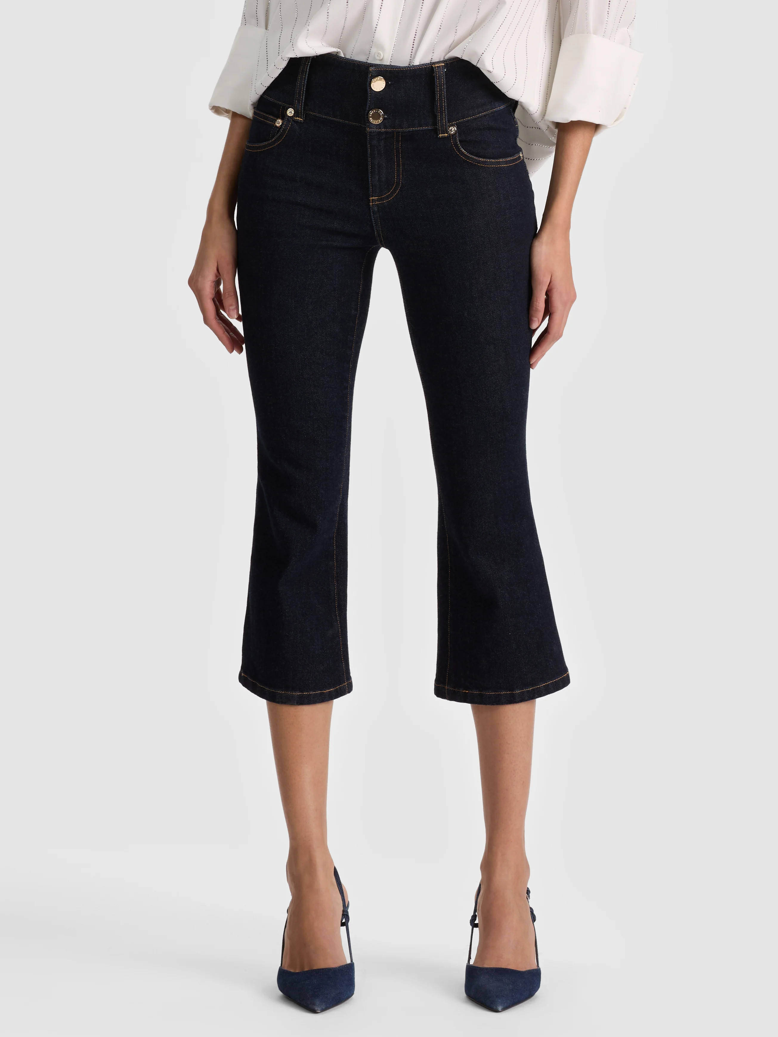 alice + olivia KAI LOW RISE CAPRI JEAN | Alice + Olivia