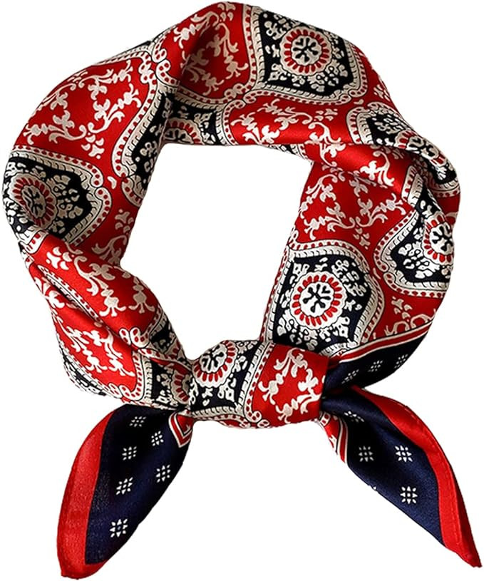 Aufeel Women's 100% Pure Mulberry Silk Small Square Scarf - Neckerchief Women - Silk Headscarf - ... | Amazon (US)