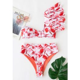 Ruffle One-Shoulder Floral Bikini Set | Chicwish