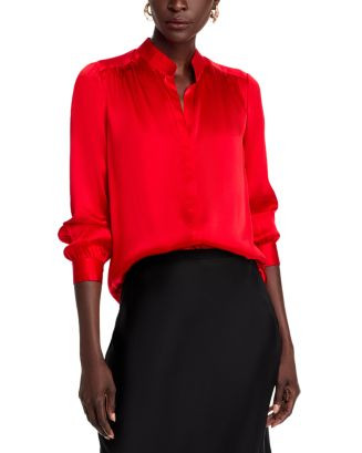 L'AGENCE Bianca Silk Banded Collar Blouse  | Bloomingdale's Women | Bloomingdale's (US)
