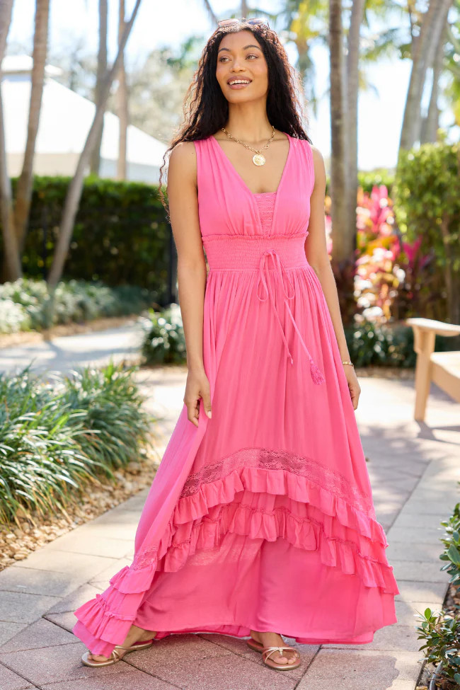 Lucky To Have You Pink Sleeveless Maxi Dress | Pink Lily