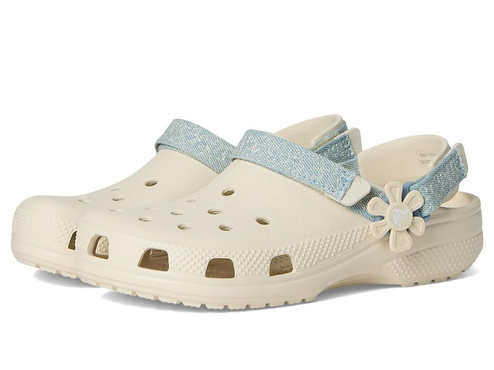 Crocs Kids Classic Denim Floral Backstrap Clogs (Little Kid/Big Kid) Kids Shoes Summit White: 12 Little Kid M | Zappos.com