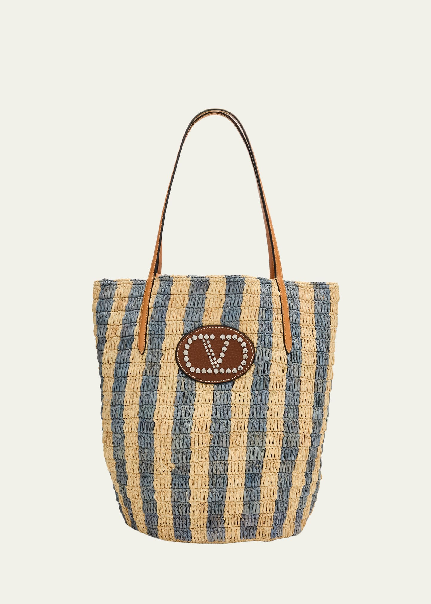 Valentino Garavani Striped Raffia Bucket Bag | Bergdorf Goodman