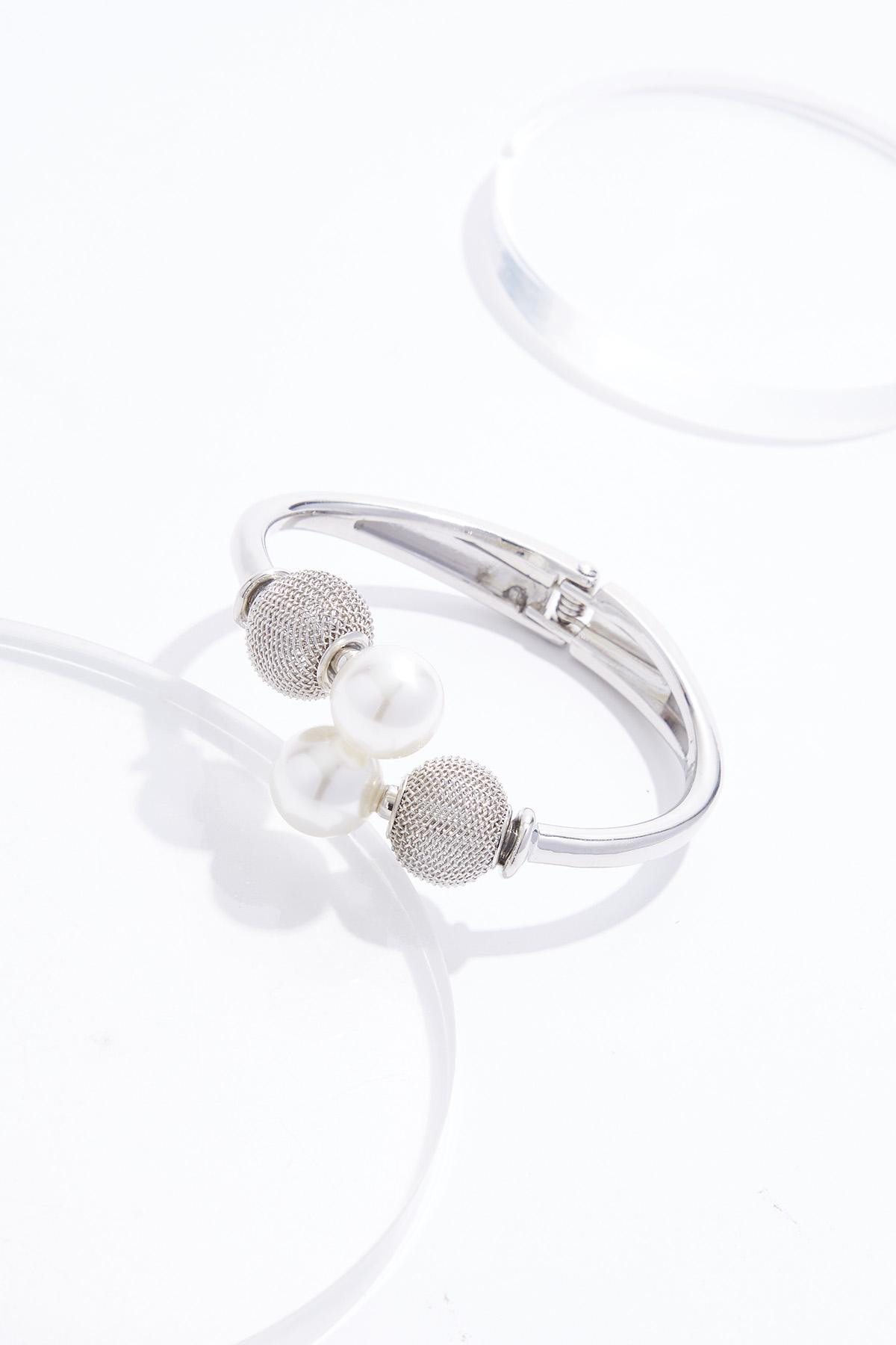 Mesh Pearl Hinge Cuff Bracelet | Cato Fashions