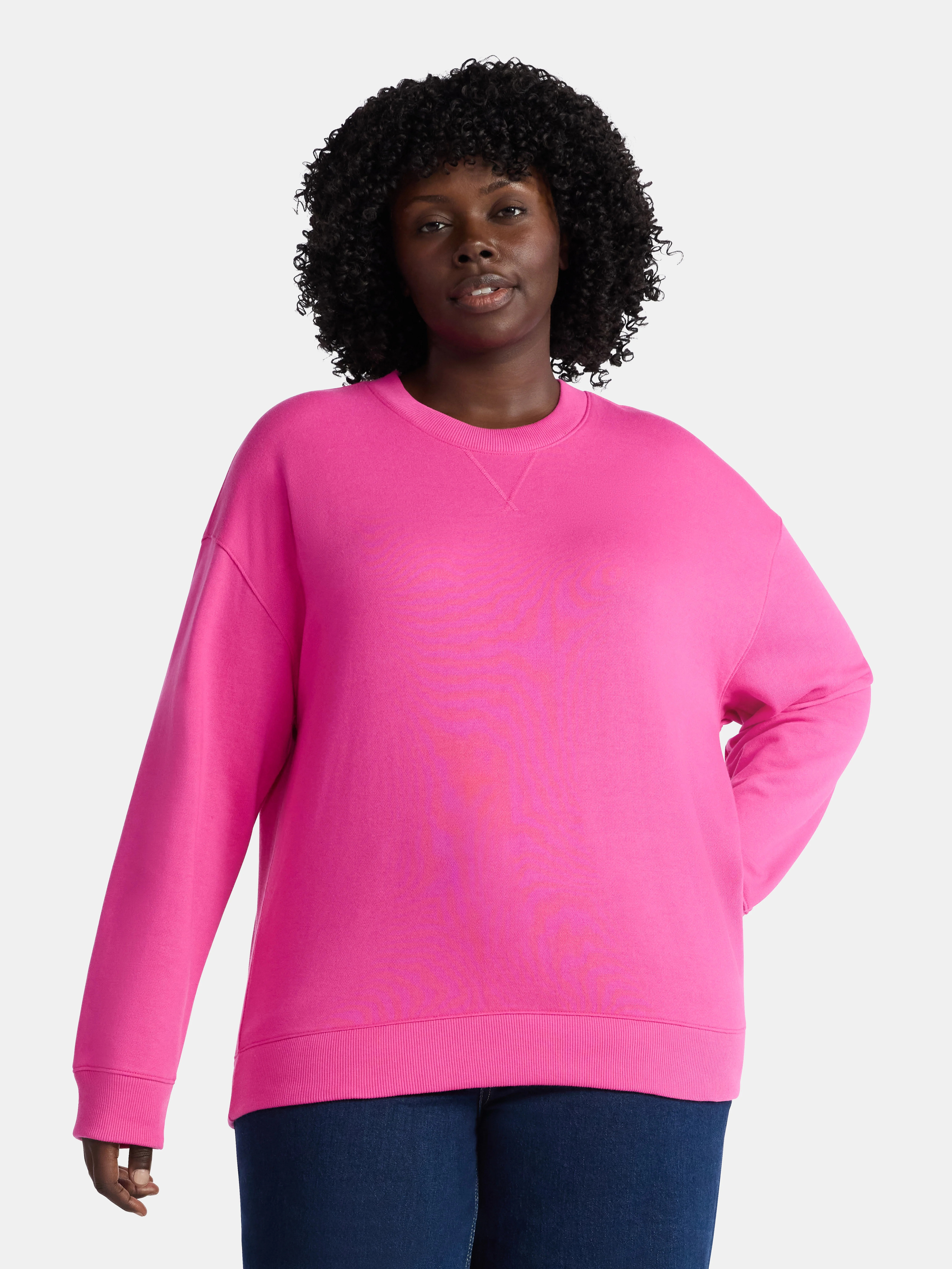 Time and Tru Women's and Women's Plus Crewneck Sweatshirt with Long Sleeves, Sizes XS-4X | Walmart (US)