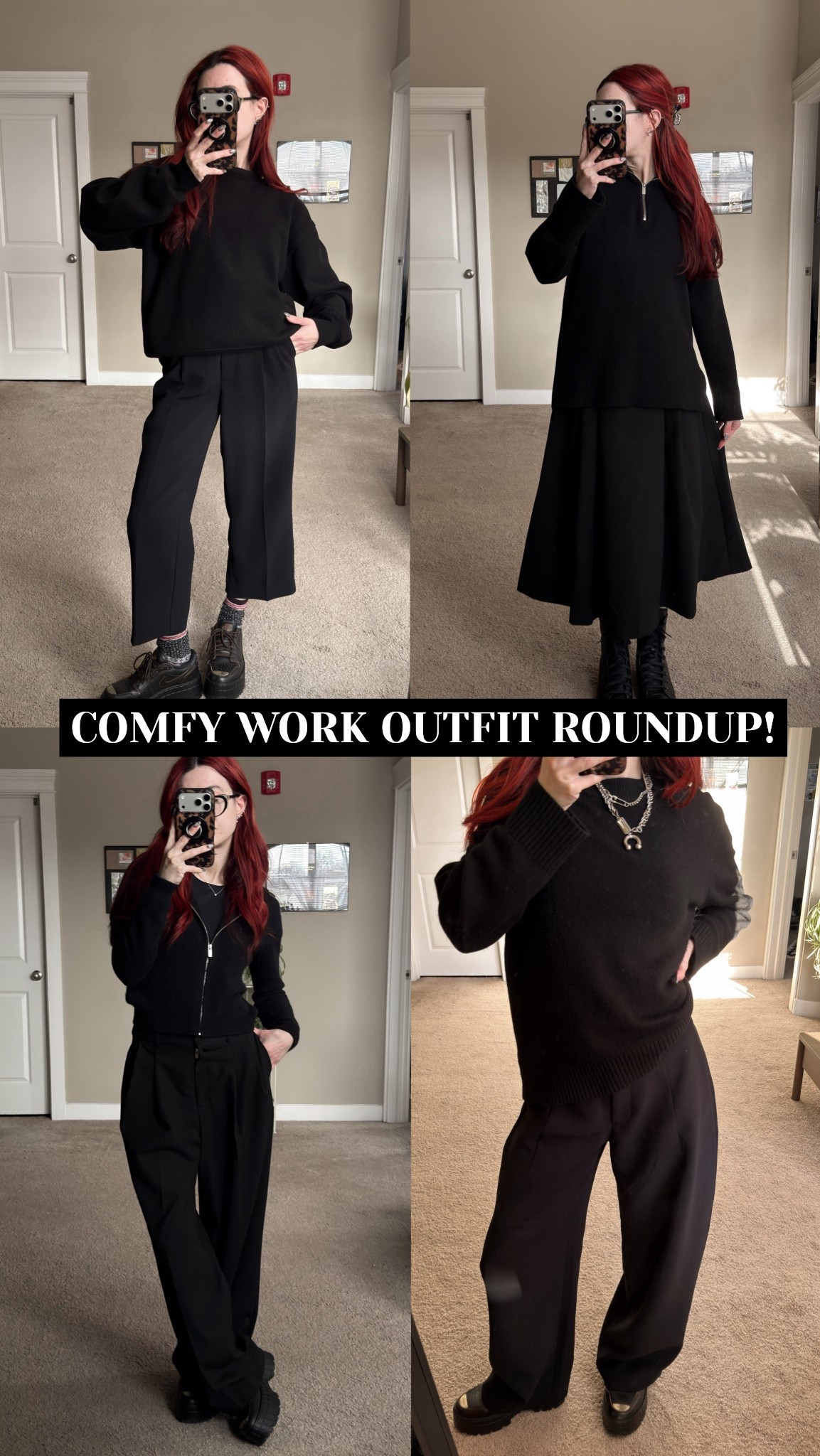 comfy work outfits of the week!

all black style, all black office outfit, work style, aritzia style, aritzia outfits, corporate goth, alternative style, corporate style, all black outfit inspo, weekly outfit roundup, work outfit roundup, aritzia goth

#LTKgrwm #LTKootd #LTKWorkwear