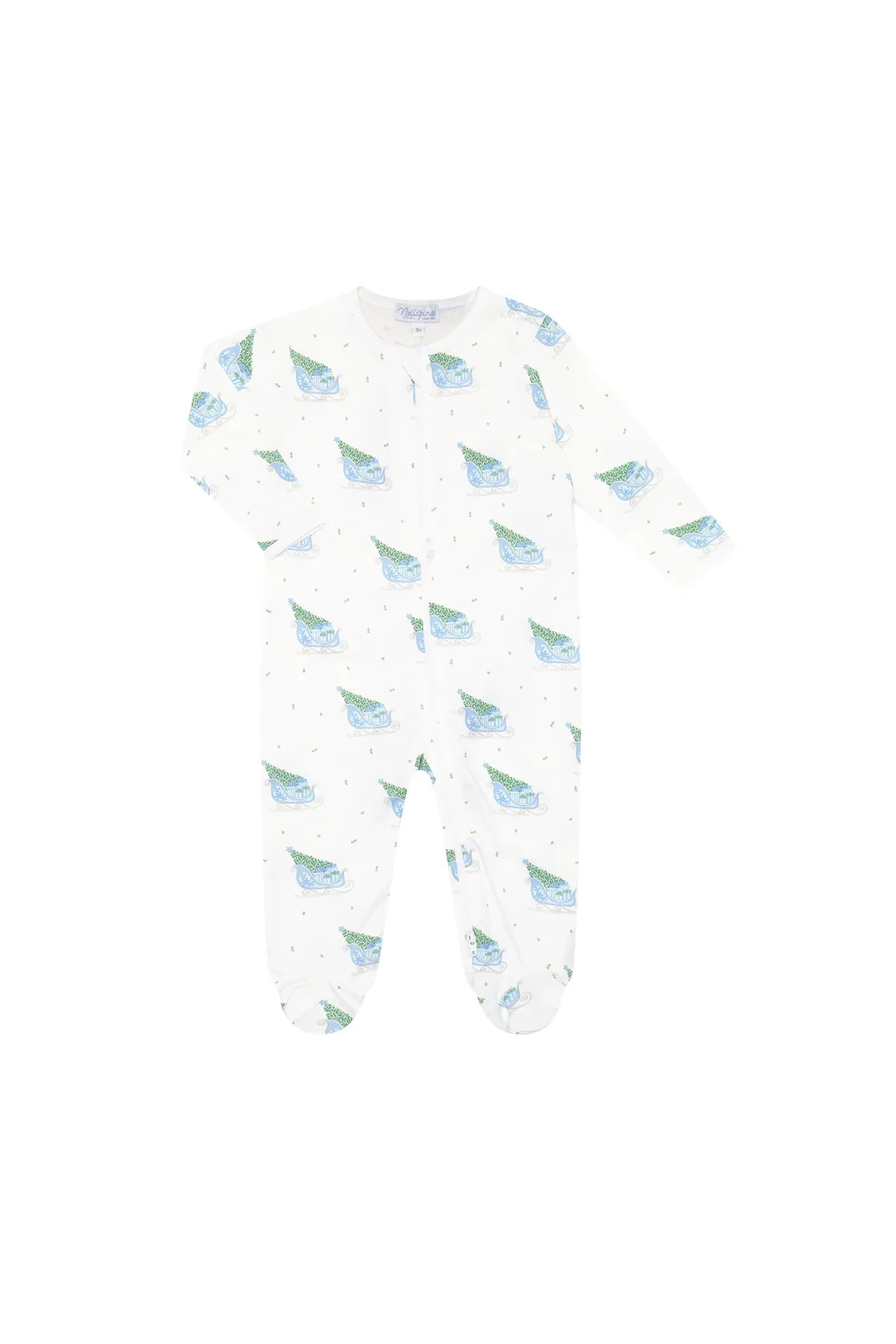 Nellapima Blue Merry Sleighs Zipper Footie | Persnickety