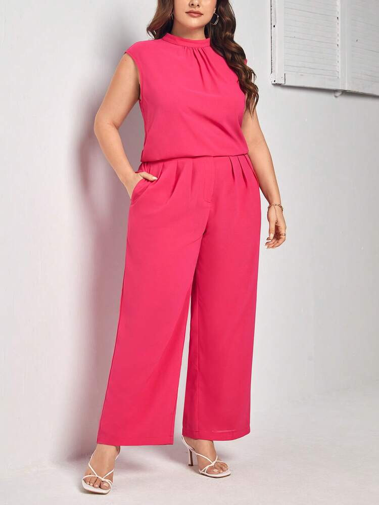 SHEIN Unity Plus Mock Neck Top & Wide Leg Pants
       
              
              $23.49  
   ... | SHEIN