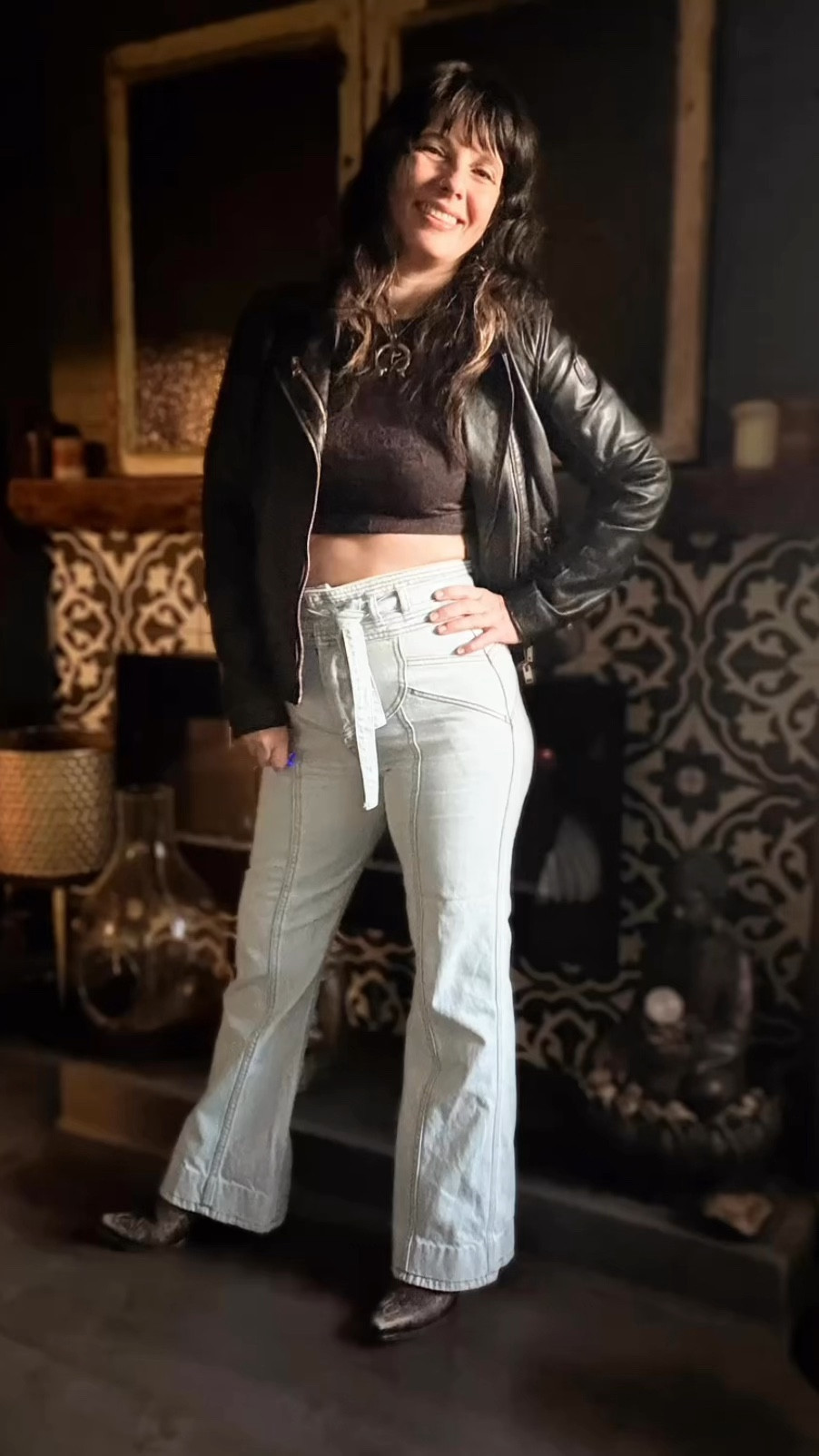 A little ‘70s rock, a little western soul—because why choose just one? These Waiting on the Sun Bells from @stoned_immaculate_ were made for dancing in the desert, chasing sunsets, and turning heads. Throw on a leather jacket, step into my Forever Cowboy Boots, and I’m ready for whatever the day (or night) brings. ✨

Because cowgirls don’t just ride… we rock.

Jacket 5/6 | Pants 26 |Booties 7

Jacket by @mauritasleather
Crop Top by @christymscmasteratelier

#LongLiveRockNRoll #LongLiveCowgirls #StonedImmaculate #RetroRebel #WesternWithATwist #ForeverCowboyBoots #BellsAndBoots #70sCowgirl #LTKVintage #DesertDreamer

#LTKsale #LTKstyletip #LTKFashionMonth