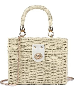 Handwoven Rattan Bag for Women Wicker Crossbody Shoulder Bag Straw Beach Tote Bag Top Handle Satc... | Amazon (US)