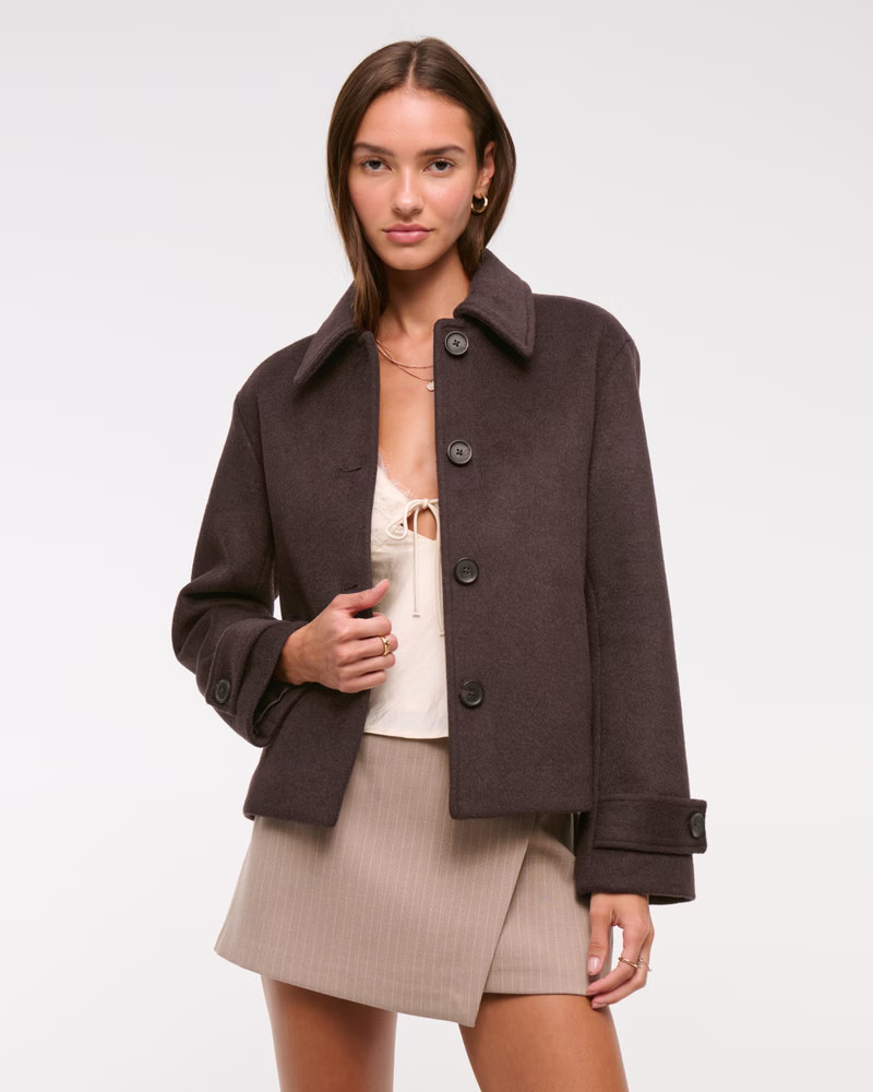 Women's Short Wool-Blend Coat | Women's Coats & Jackets | Abercrombie.com | Abercrombie & Fitch (US)