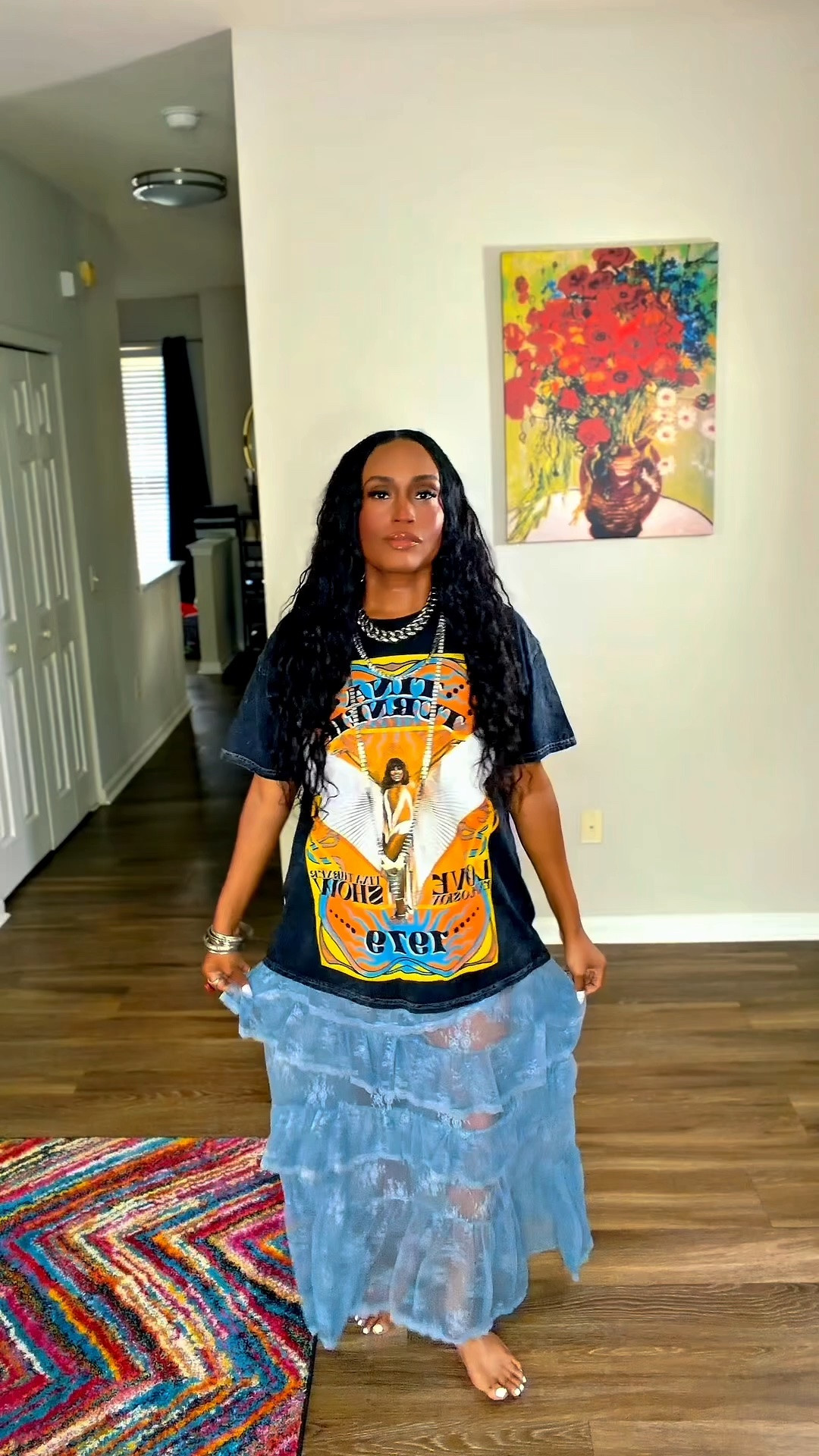 Tough luxe is all about mixing feminine and edgy, and this outfit does exactly that. 💫 I linked everything I could below. My skirt and graphic tee are from Fashion Nova, the Cuban chain is from Imani Jewelry, the layered necklace is from Pebby Forevee, the heels are from ASOS, and the bracelets are from Amazon. My SHEIN clutch is linked if available. My Zara ring isn’t available to link. Happy shopping! ✨🖤

#LTKootd #LTKOver40 #LTKMidsize
