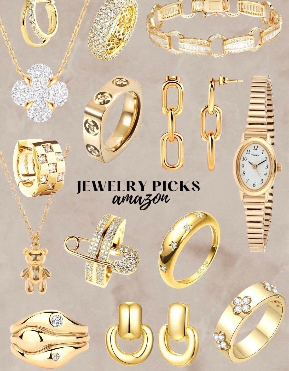 gold jewelry.  earrings.  bracelets
