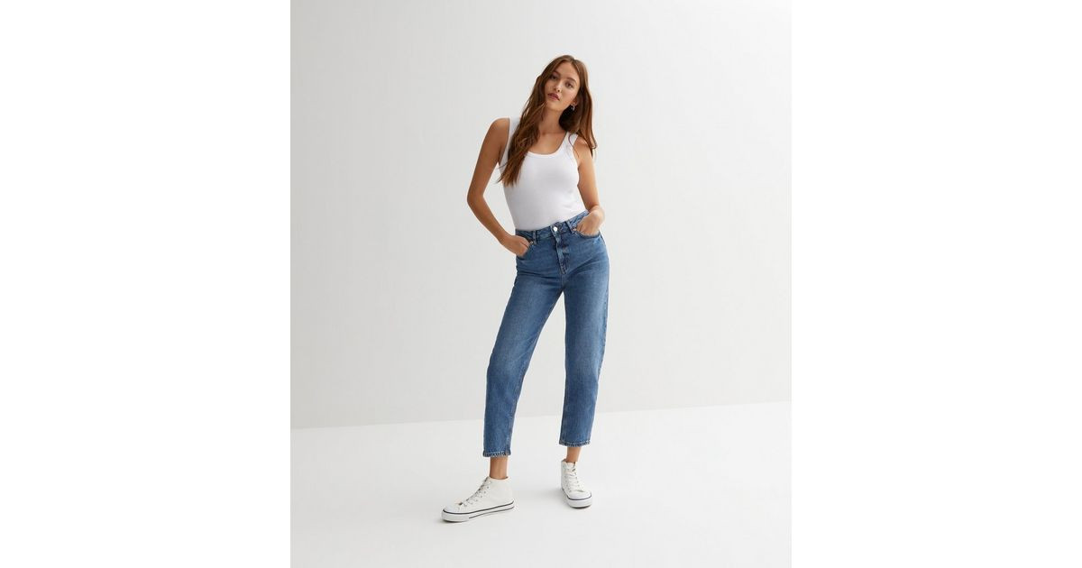 Blue Waist Enhance Tori Mom Jeans | New Look | New Look (UK)