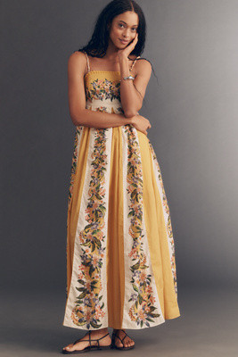 Farm Rio Sand Hilo Sleeveless A-Line Maxi Dress | Anthropologie (US)