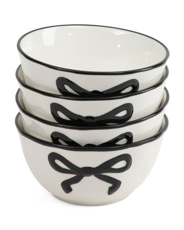 Set Of 4 Hand Painted Bow Bowls | TJ Maxx