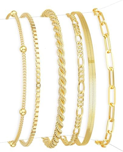 DEARMAY Gold Bracelets for Women Waterproof, 14K Gold Plated Jewelry Sets Trendy Thin Dainty Stac... | Amazon (US)