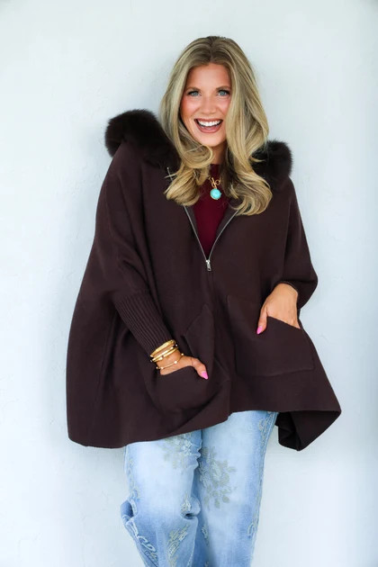 MITCHIE'S Aimee Brown Fox Fur Poncho | The Willow Tree
