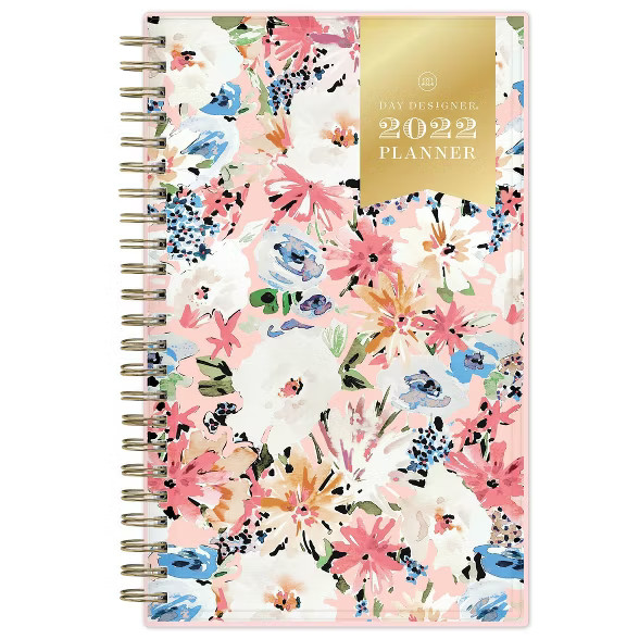 2022 Planner 5" x 8" Weekly/Monthly Clear Pocket Cover Wirebound Festive Floral Blush - Day Desig... | Target