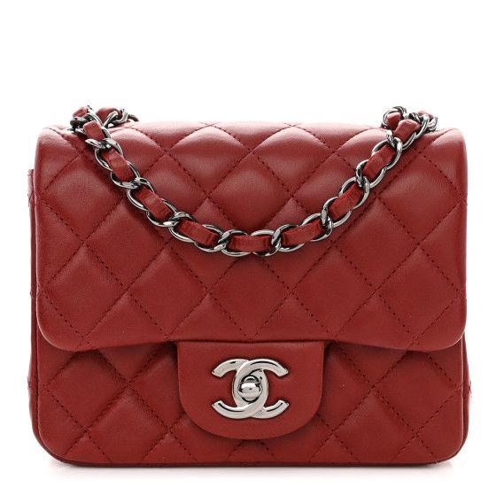 Lambskin Quilted Mini Square Flap Bordeaux | FASHIONPHILE (US)