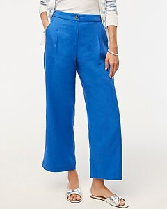 Linen-blend pleated wide-leg crop pant | J.Crew Factory