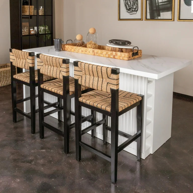 Creative Co-Op Willowbrook Solid Wood and Natural Woven Seagrass Rope Counter Height Bar Stool, M... | Walmart (US)