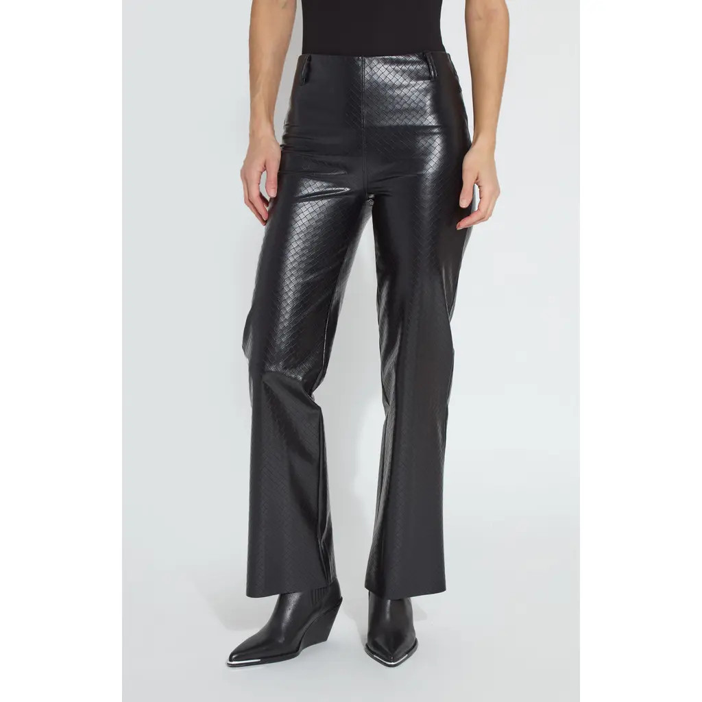 Lysse Amara Flare Faux Leather Pants in Black Wicker Texture at Nordstrom, Size Large | Nordstrom