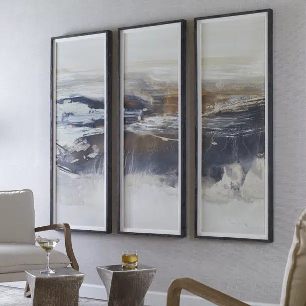 " Uttermost Graphite Horizon " by K. Nari 3 - Pieces Painting Print on Paper | Wayfair North America
