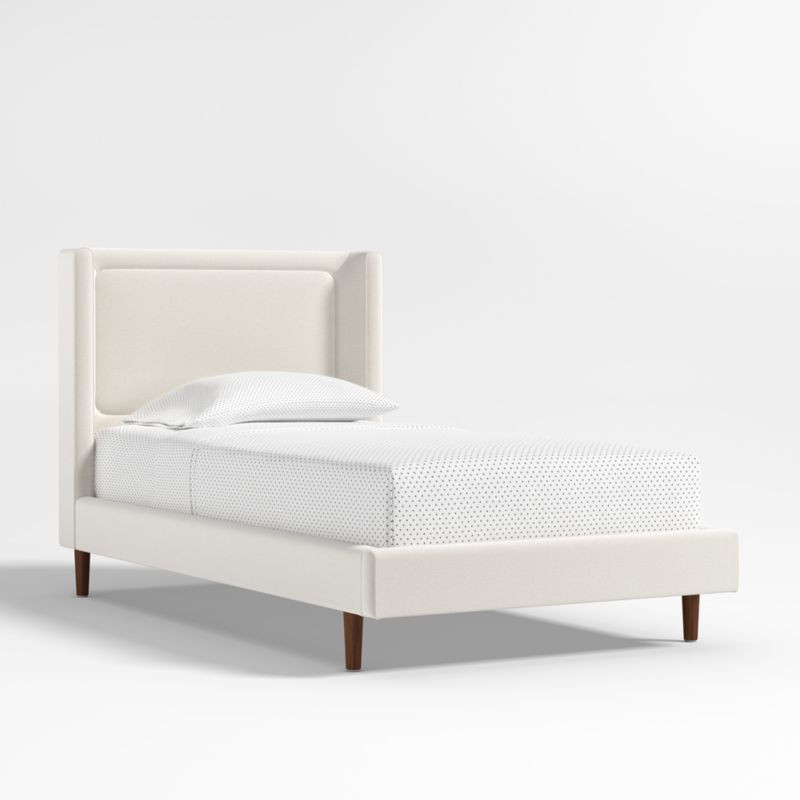 Weston Natural Cream Upholstered Kids Twin Bed + Reviews | Crate & Kids | Crate & Barrel