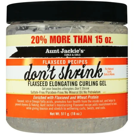 Aunt Jackie's Curls & Coils Flaxseed Recipes Don't Shrink Flaxseed Elongating Curling Gel 18 oz. Jar | Walmart (US)