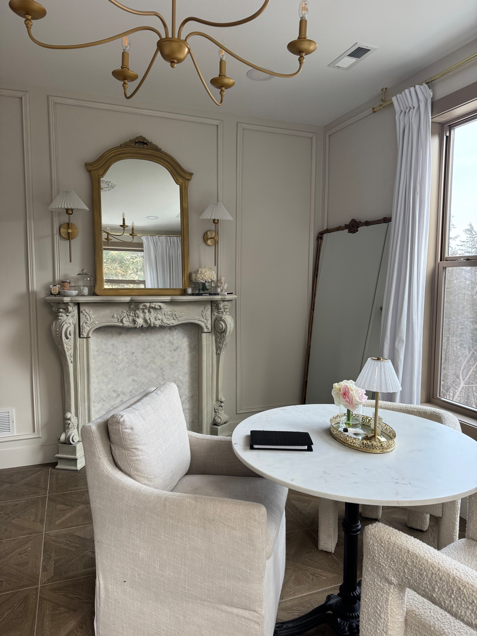 Parisian chic home office with a beautiful marble table 

#LTKHome #LTKdayinmylife #LTKmorningroutine