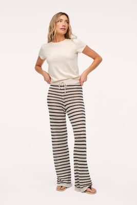 Cotton Crochet Sweater Pant Bone Stripe / XL | nuuds