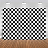 Click for more info about Cosplay Party Banner Checkered Flag Photography Backdrop Vinyl 7x5ft Photo Background White and B...