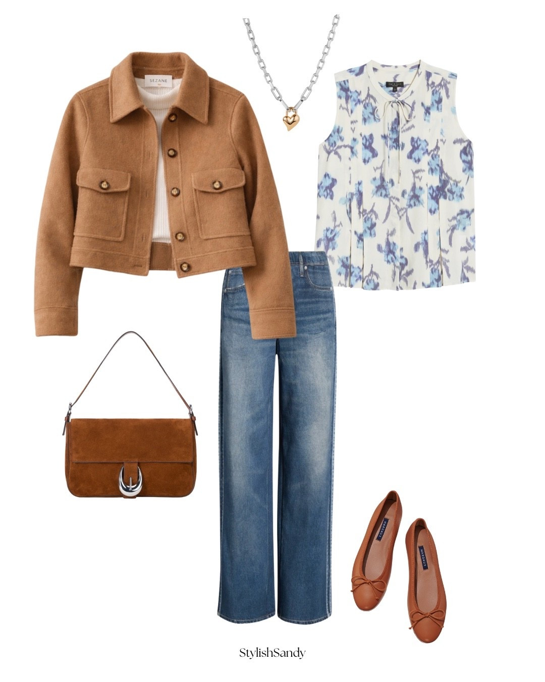 Rag & Bone Miramar pants fit big. I am wearing a small; I like a roomier fit. 
Drop top, jacket by Sezane-so cute. 
Margauex ballet flats 

#LTKOver40 #LTKootd #LTKPetite