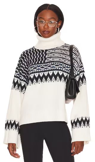 Caledon Boxy Fairisle Turtleneck Sweater in Ivory Multi | Revolve Clothing (Global)