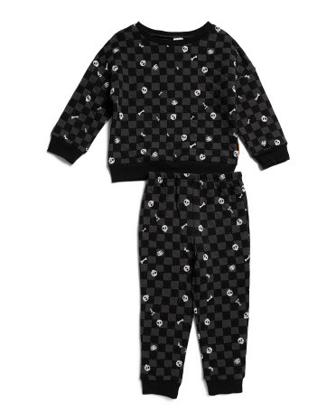 Toddler Boys 2pc Checkered Skeleton Sweatshirt And Joggers Set | TJ Maxx