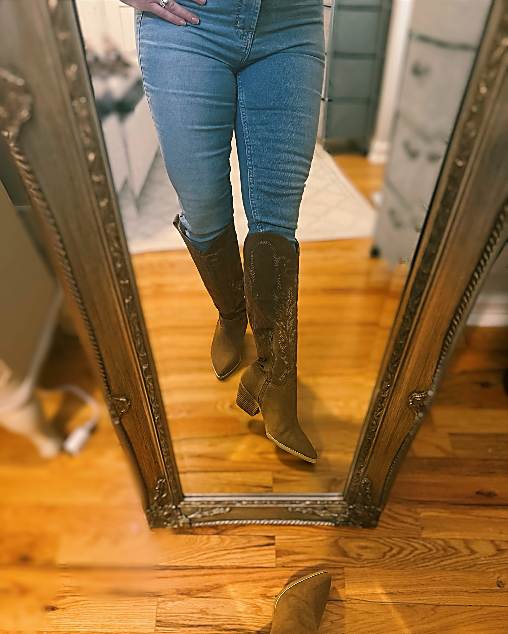 These boots were made for walking 👢
Love these stylish cowgirl boots perfect for spring as the weather is fickle with wavering temps. No more snow on the ground so you can wear more stylish footwear. Personally I love these with skirts, shorts and fitted pants (dare I say skinny jeans 😬😁). They’re flattering, fun and always conversation starters😉. They’re oretty true to size, but I sized up 1/2 a size to 7.5 and I like the extra room with thick socks. #boots #westernchic #cowgirl #springstyle

#LTKShoeCrush #LTKSeasonal #LTKFindsUnder100